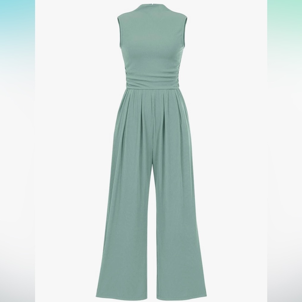 Elegant Sleeveless Green Jumpsuit